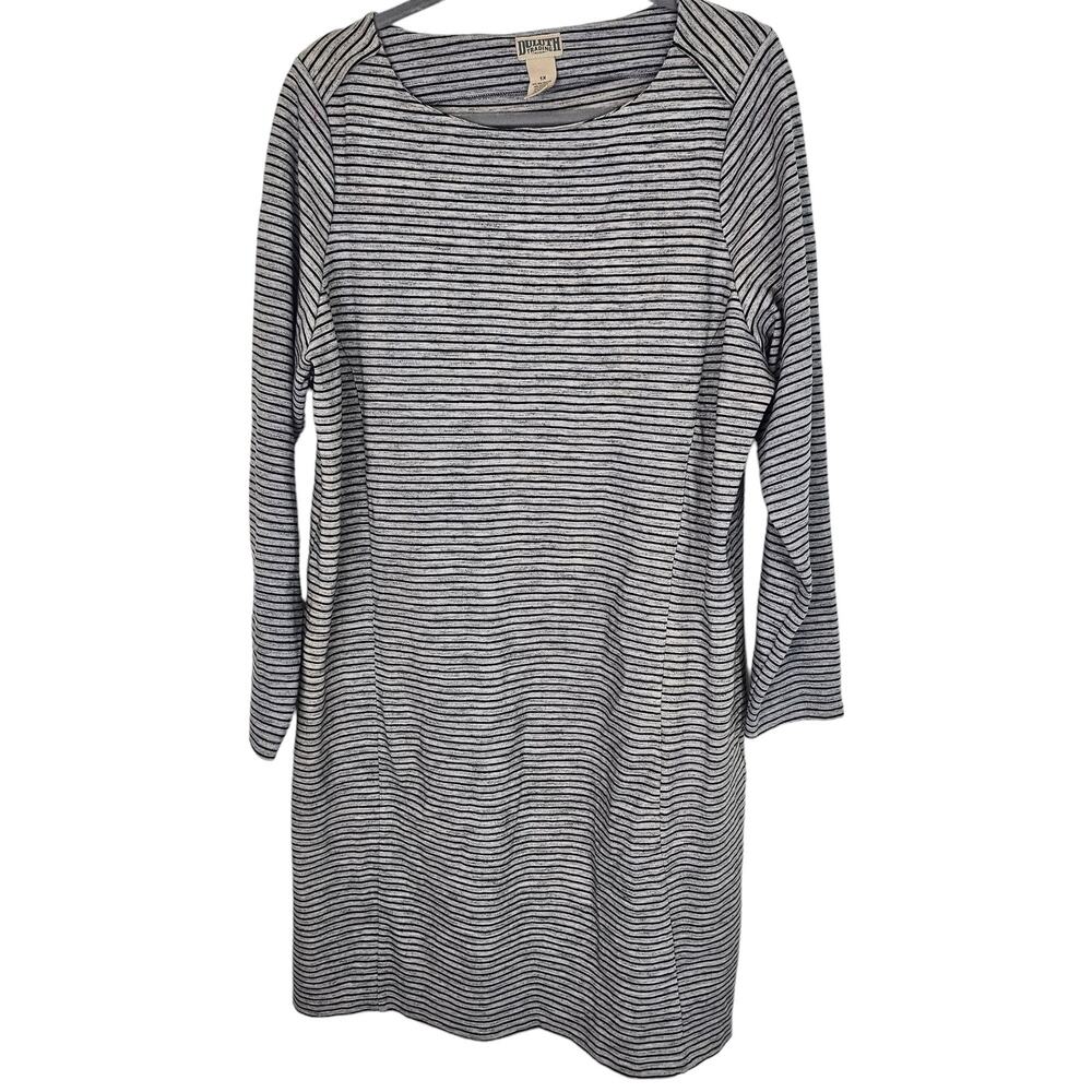 Duluth Trading Co Womens Ponte Pro Striped Dress 1X Gorpcore Stretch Minimalist